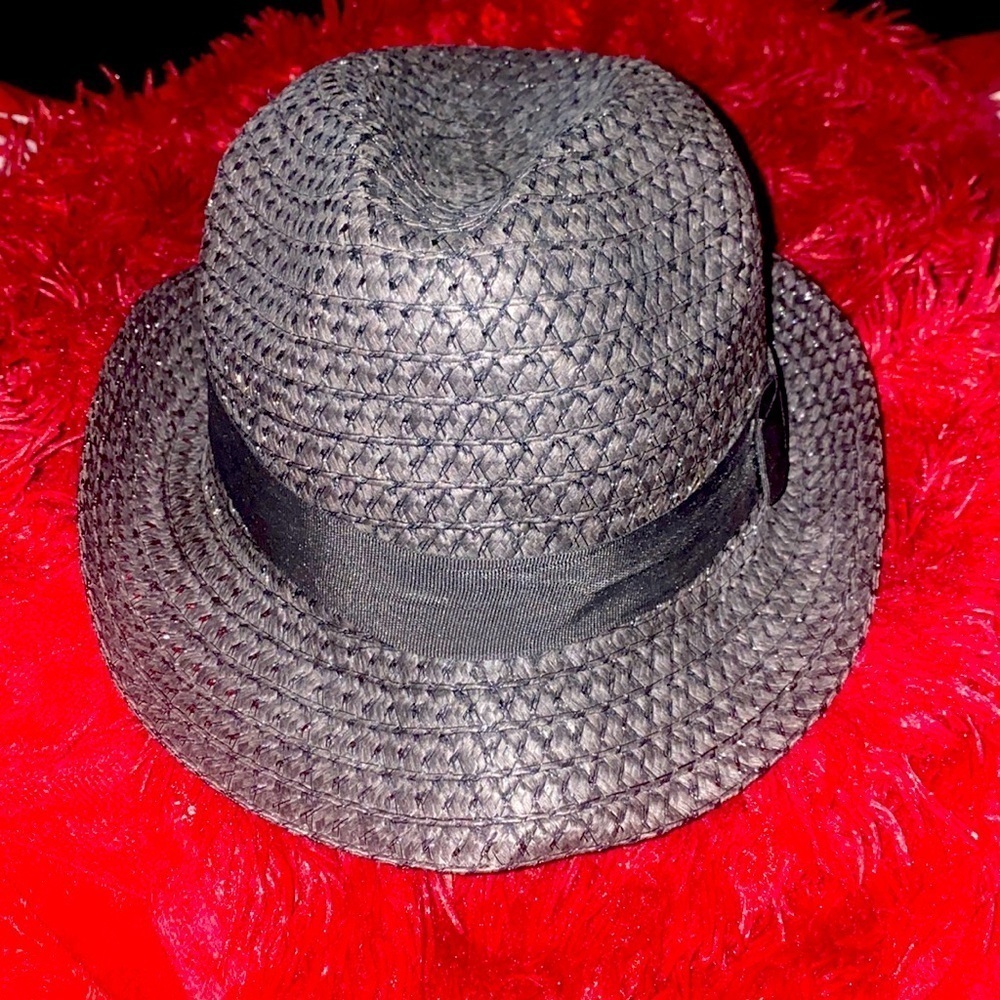 La Vien Rose black straw Sunhat